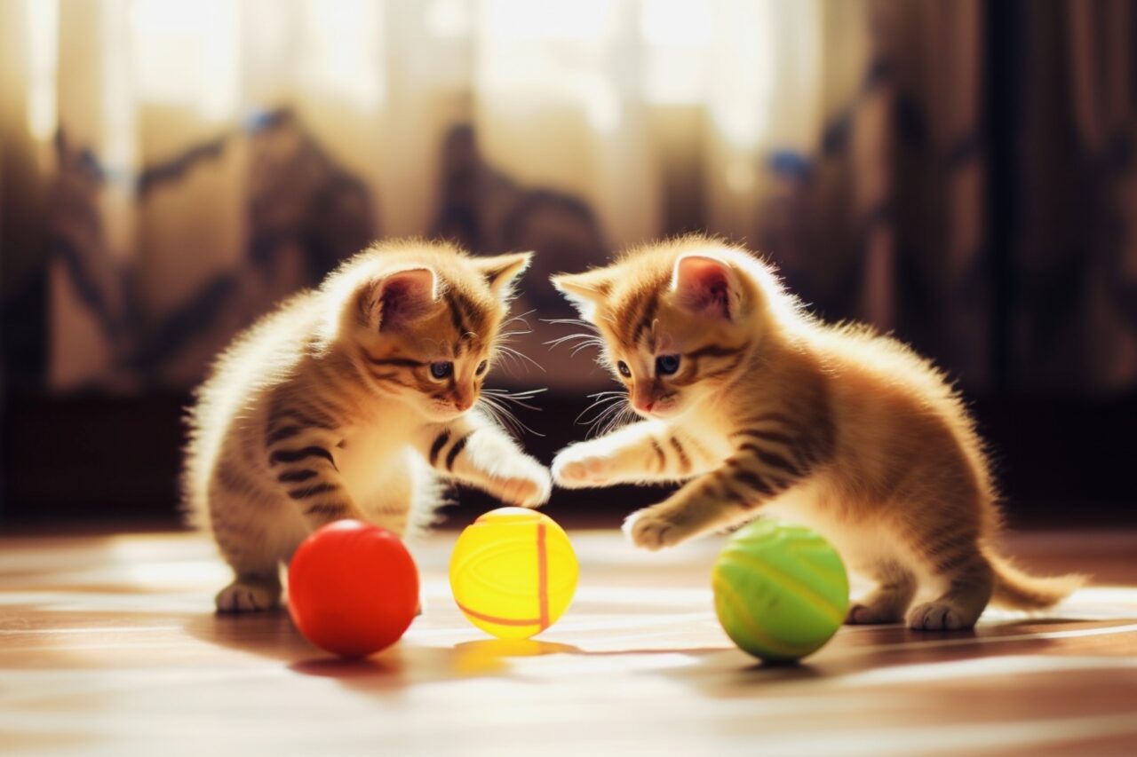 遊ぶ2匹の子猫