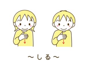 手話の「知る」を示すイラスト