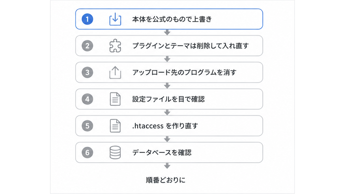 いまの状態から取り除く場合の手順を順番に示した図